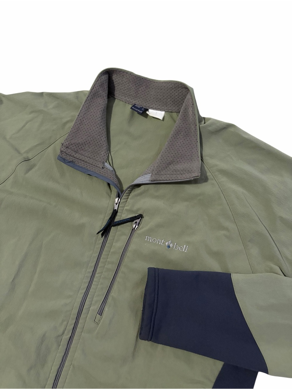 Montbell Zip Up Jacket Men’s Large Green Gray Outdoors Hiking Lightweight